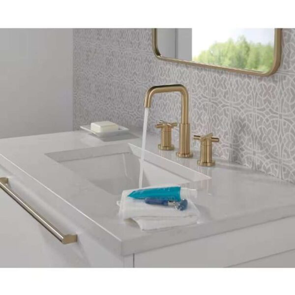 Nicoli Gold 8 in. Widespread Double Handle Bathroom Faucet in Champagne Bronze