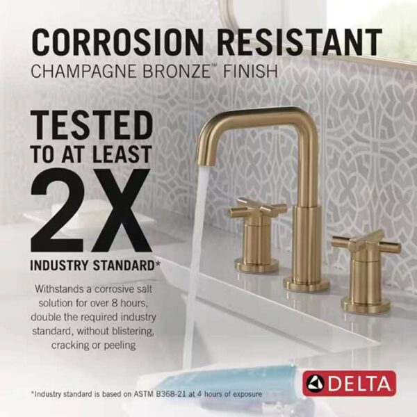 Nicoli Gold 8 in. Widespread Double Handle Bathroom Faucet in Champagne Bronze