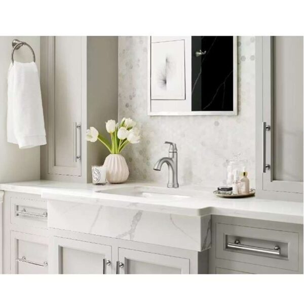 Wellton 4 in. Centerset Single Handle Bathroom Faucet in Spot Resist Brushed Nickel